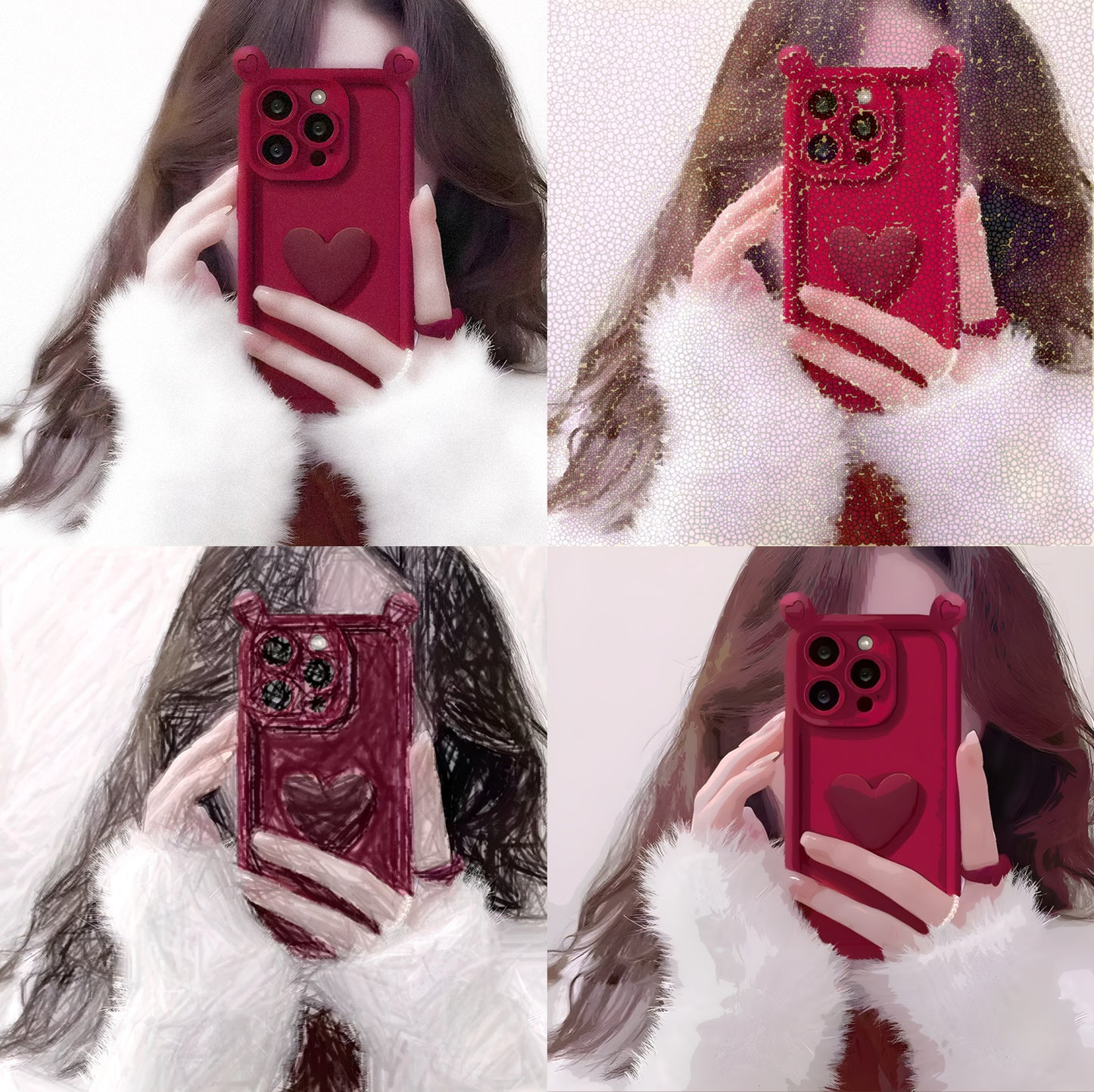 Sekai Case・iPhone ケース かわいいハートデザイン ス シリコン ソフト 可愛い 韓国風